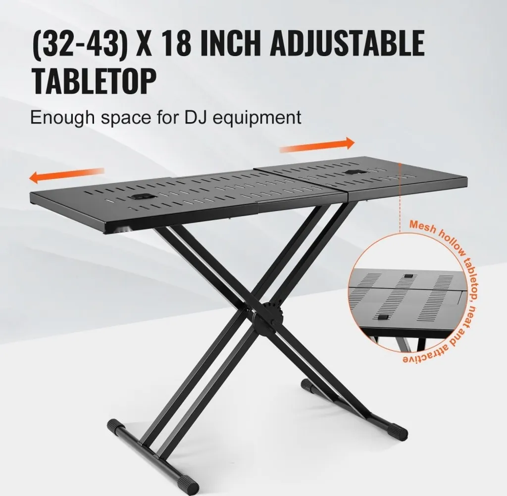 Pied de pupitre DJ réglable 820-1095mm - Support clavier table robuste
