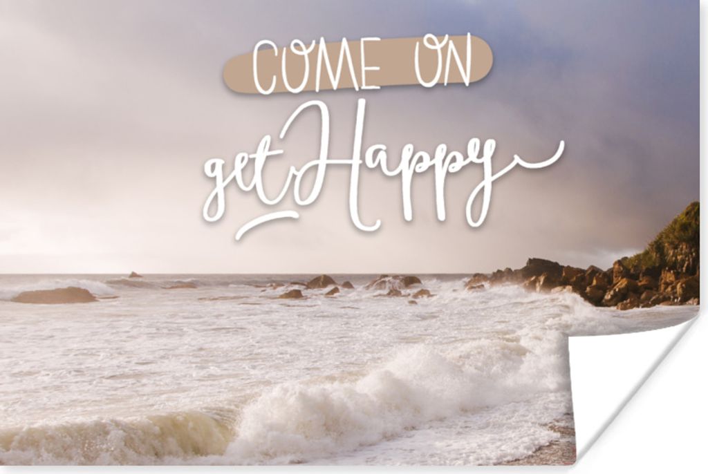 MuchoWow Poster Sprichwörter - Zitate - 'Komm, werde glücklich' 180x120 cm - Fotoplakat