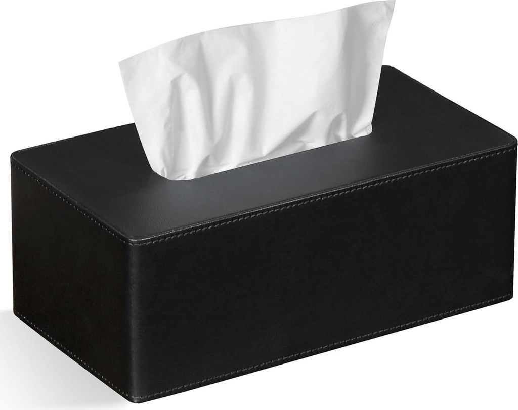Rechteckige Kosmetiktuchbox aus Kunstleder, Papierhalter, Badezimmerdeko, schwarze Kommode