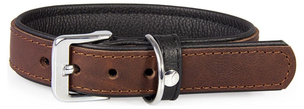 Das Lederband Hundehalsband Vancouver Mocca/Black, Länge: 65 cm