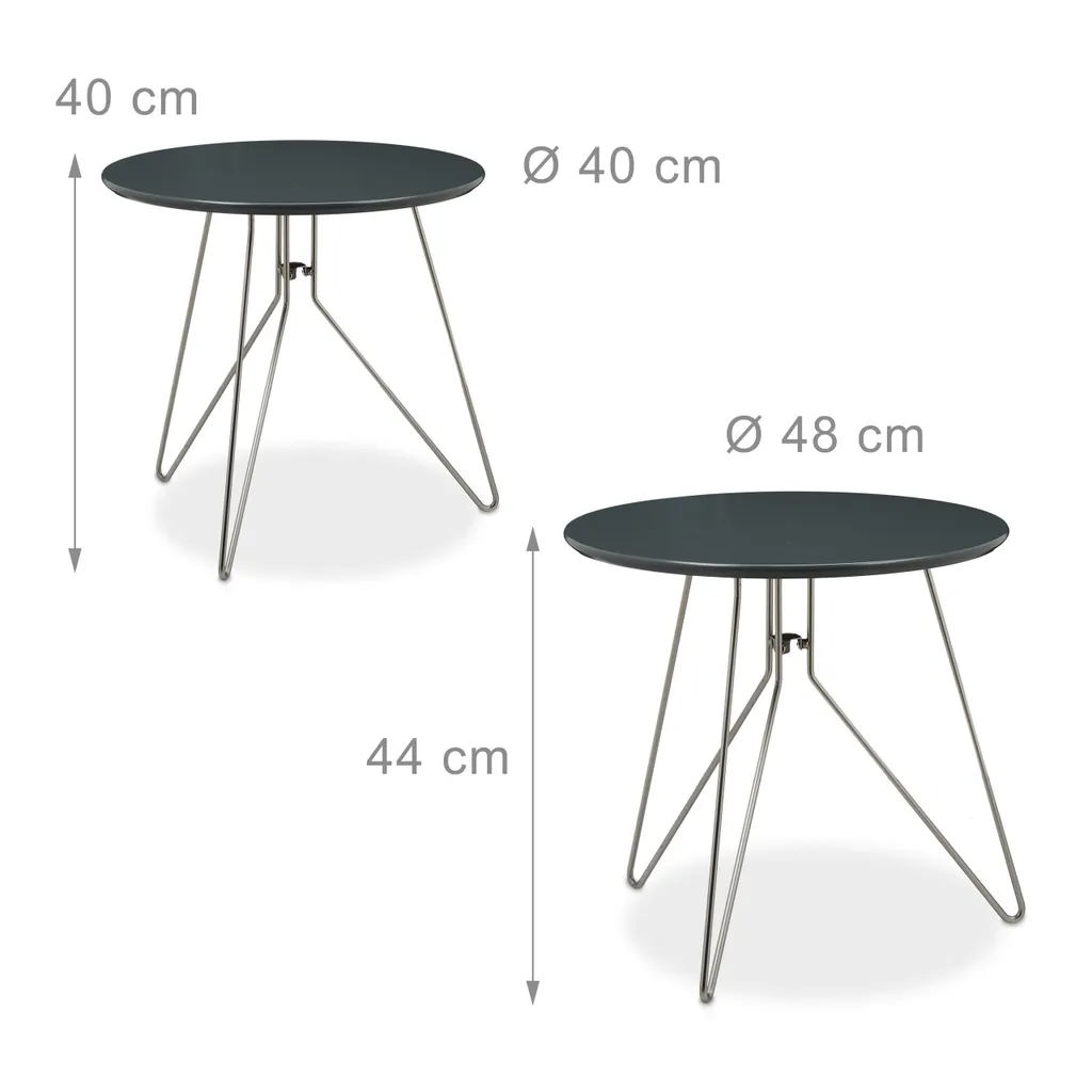 Table d'appoint tripode en métal lot de 2 supports design industriel - 4