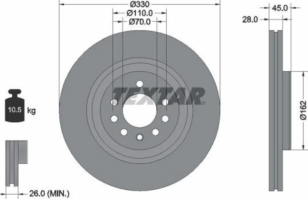 Disque de frein haute performance avec fonte de carbone TEXTAR