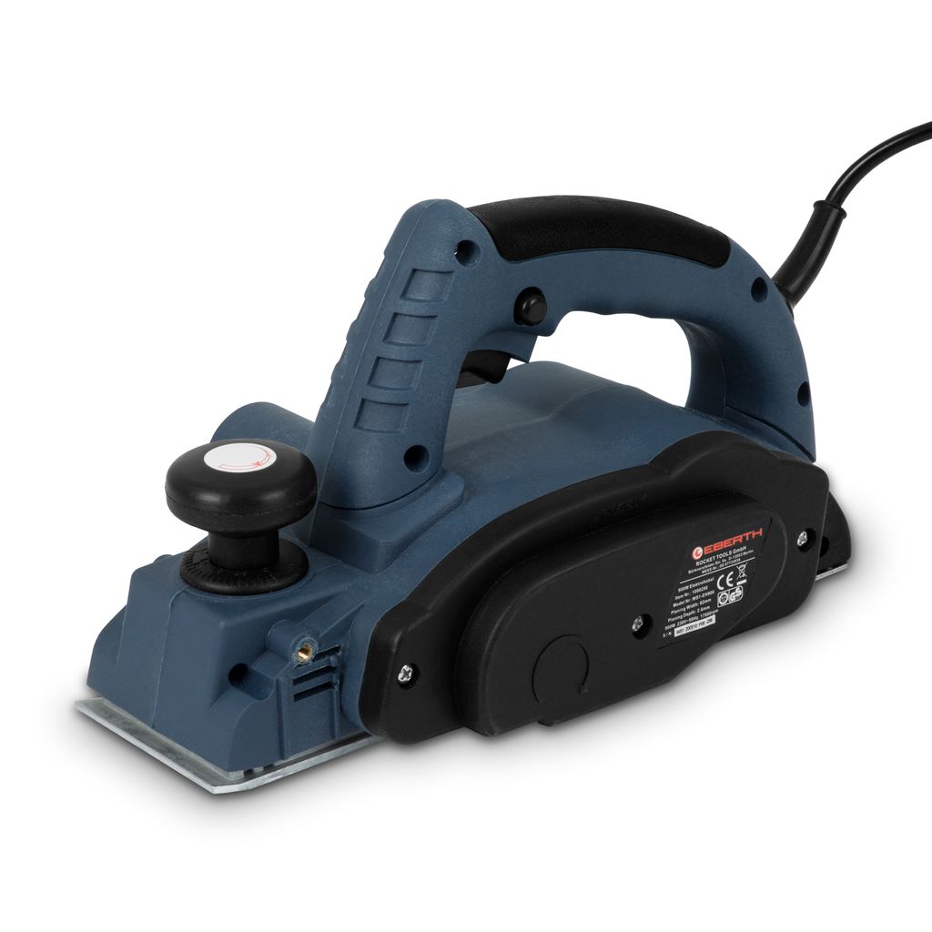 EBERTH Elektrohobel für Holz mit 900 Watt Leistung und 2,6mm Spantiefe, 82mm Hobelbreite, Hobelmaschine inklusive Parallel- und Tiefenanschlag