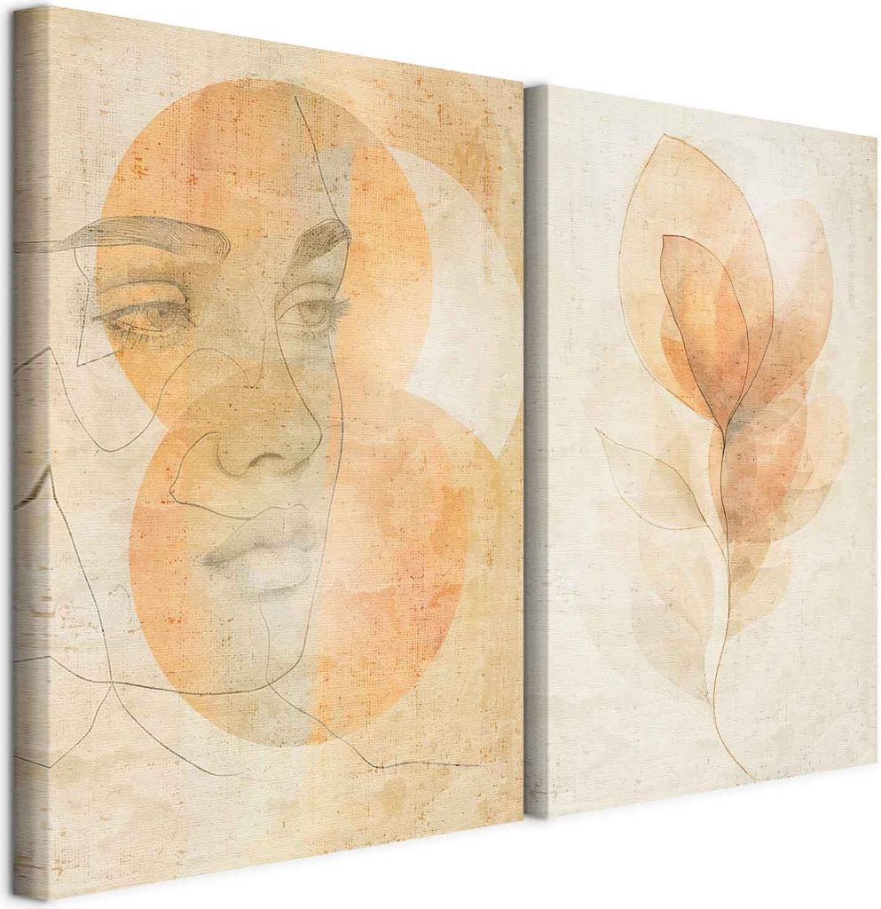 murando - Akustikbild Bilder Set Gesicht und Blatt 120x90cm 2 Teilig je 60x90cm Collage 2er Akustikschaum Schallschutz Akustikpaneele Groß Wandbil...