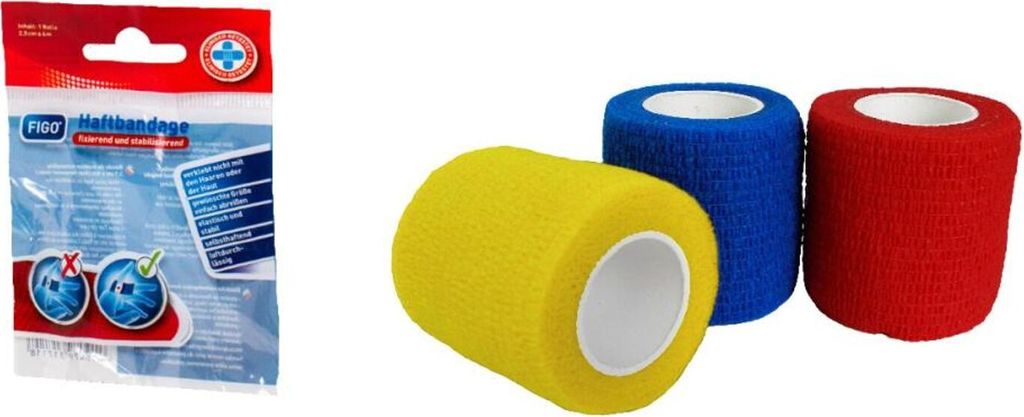 18x FIGO Haftbandagen 4m Selbstklebend Verband Fixierbinden Pflaster Hand Tape