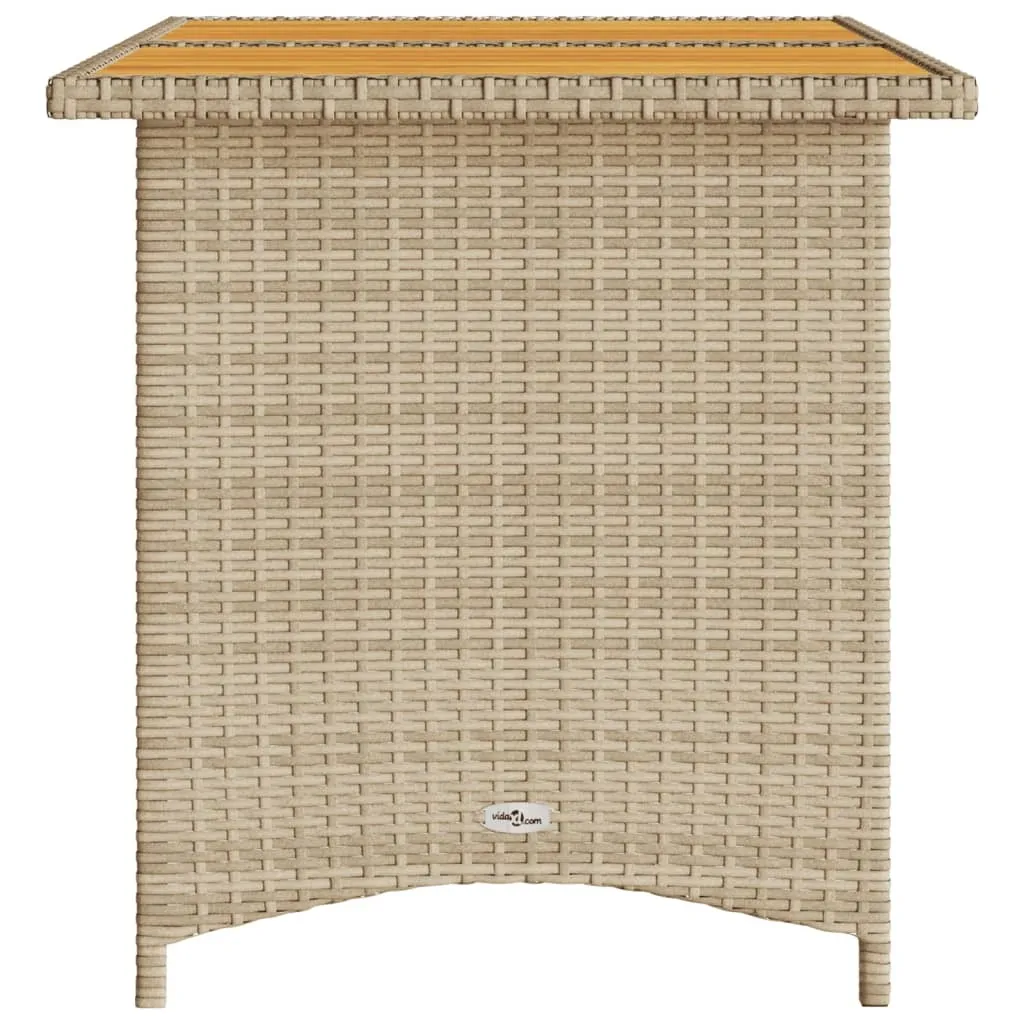 Arredo Giardino vidaXL: Tavolo Beige Poly Rattan e Legno 110cm - 5