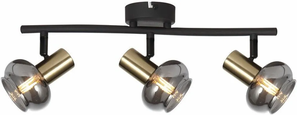 Éclairage de plafond orientable Lauree noir or 3 spots 45cm métal IP20