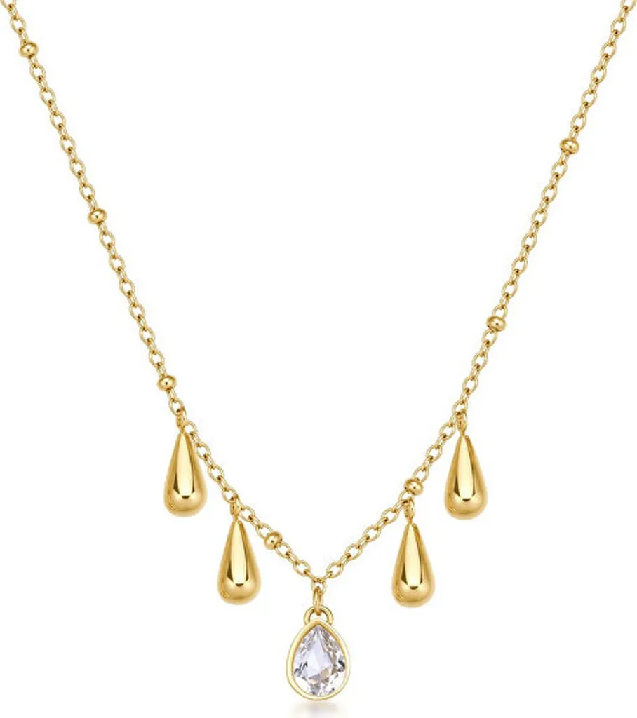 Sautoir en plaqué or avec pendentifs gouttes pour femmes BPC39