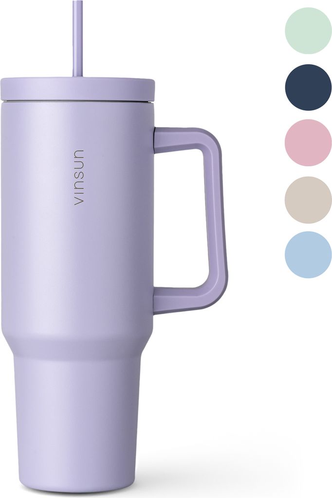 Tumbler 40oz - Thermo Becher mit Strohhalm und Henkel 1200ml Edelstahl Vinsun