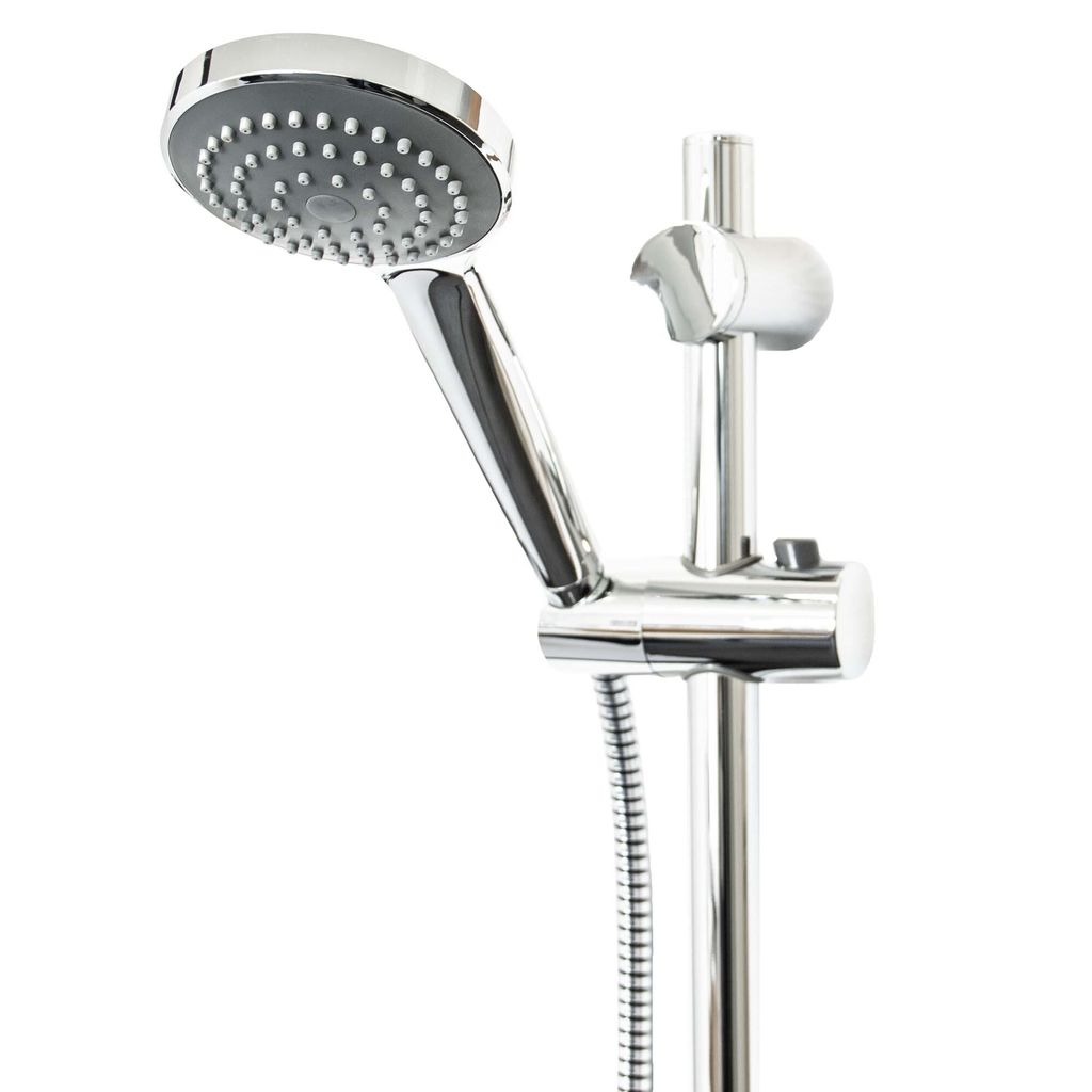 tecuro Brauseset Komfort-100 - mit Handbrause 1-strahlig, Brauseschlauch 150 cm, Wandstange 115 cm