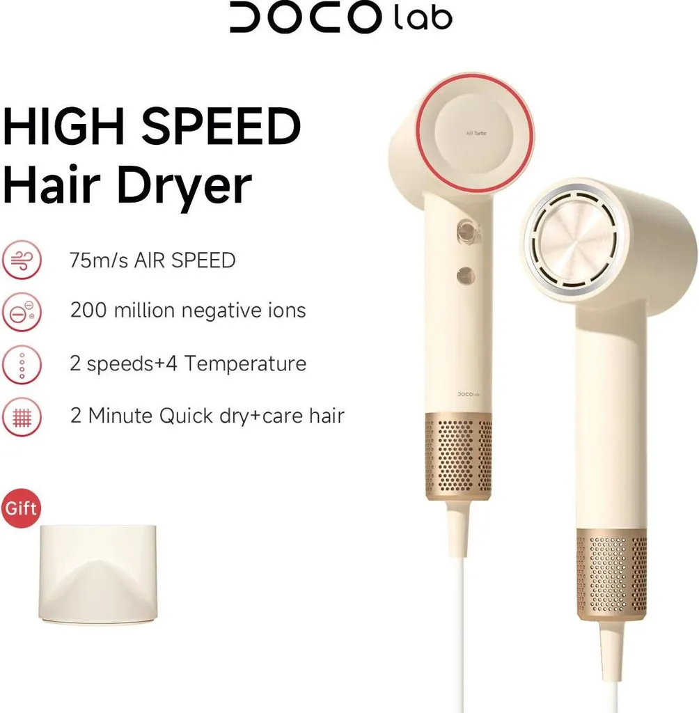 Sèche-cheveux protection ionique blanc avec séchage rapide 2000W - 2