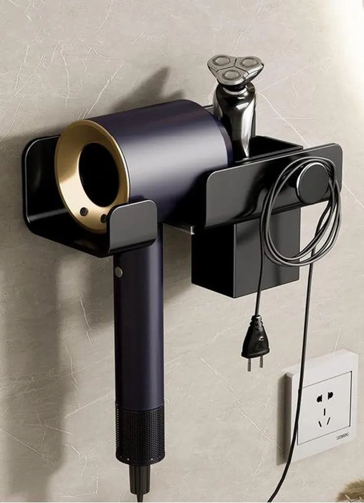 Rangement Mural pour Sèche-Cheveux Universel - Support Salle de Bain Inox