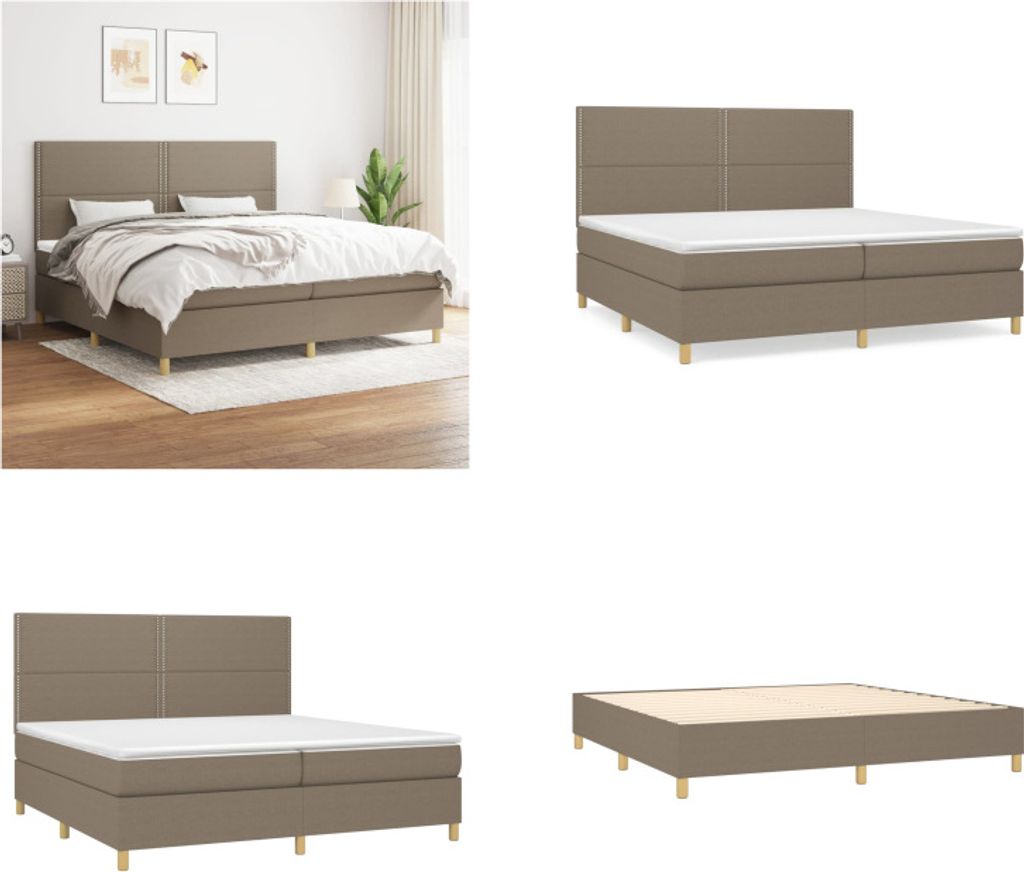 vidaXL Boxspringbett mit Matratze Taupe 200x200 cm Stoff - Boxspringbett - Boxspringbetten - Bett - Schlafzimmermöbel