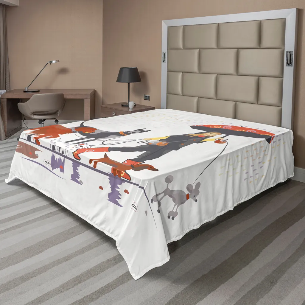 ABAKUHAUS Drap de Lit pour Chien Multicolore 266x260 cm Motif Promenade
