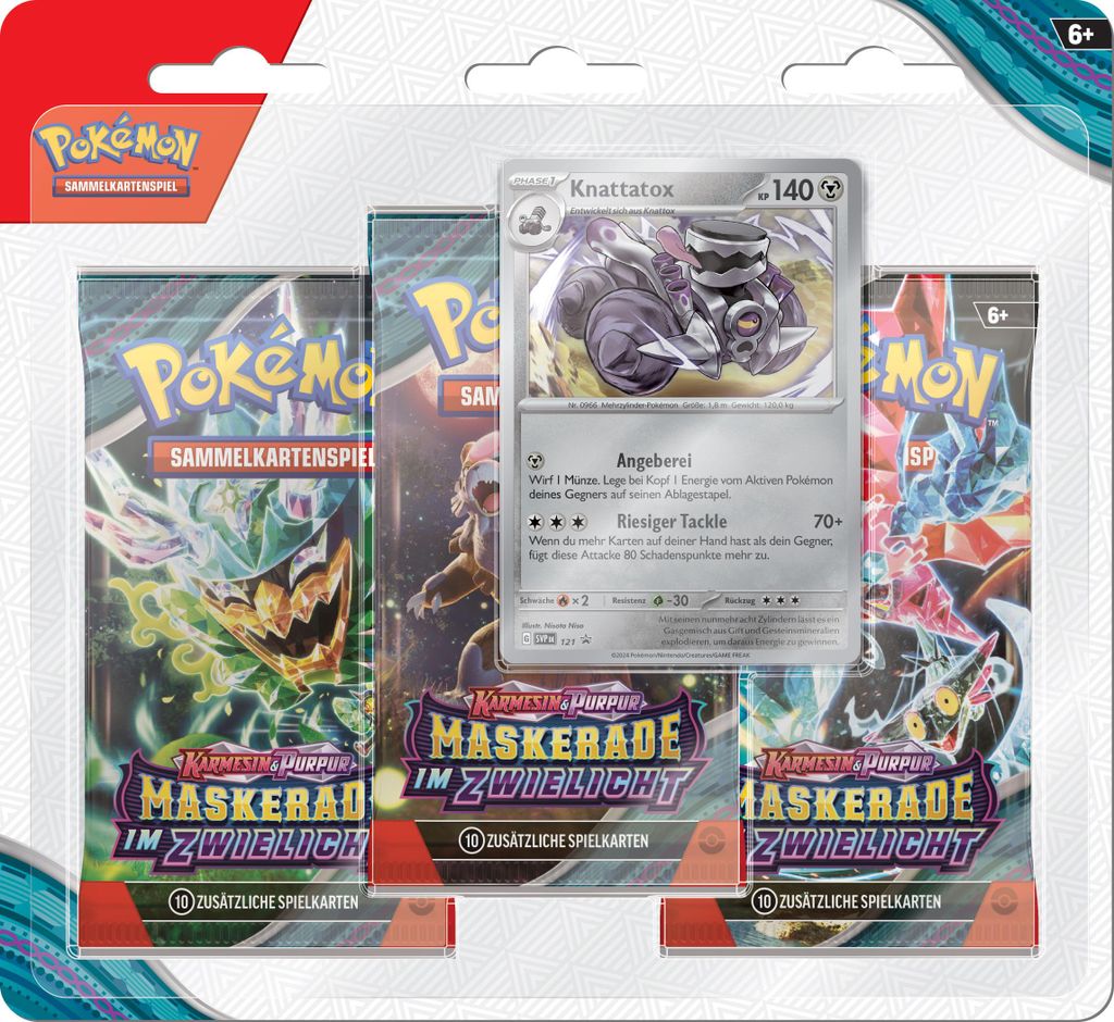 Pokémon 3er-Pack-Blister Karmesin & Purpur - Maskerade im Produktbild 