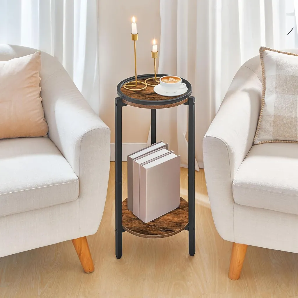 Sellette Haute Décorative Style Industriel Table de Chevet 30x30x72cm