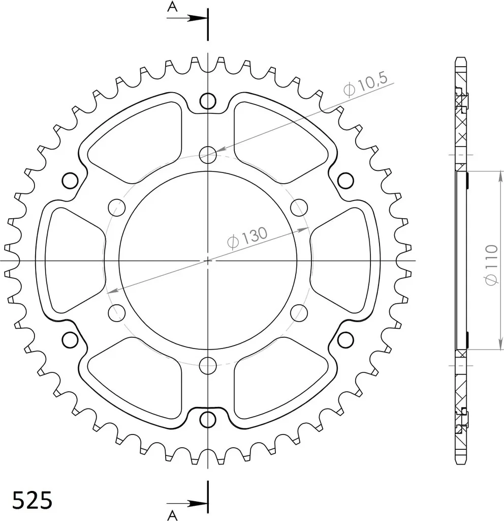 Couronne de moto Supersprox Stealth 525 rouge pour transmission finale