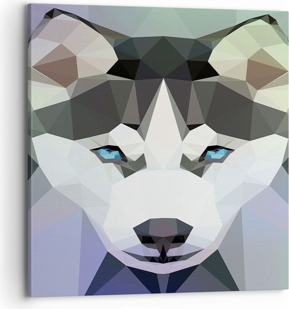 Bild auf Leinwand - Leinwandbild - Hund Husky Portrait - 70x70cm - Wand Bild - Wanddeko - Wandbilder - Leinwanddruck - Bilder - Kunstdruck - Wandde...