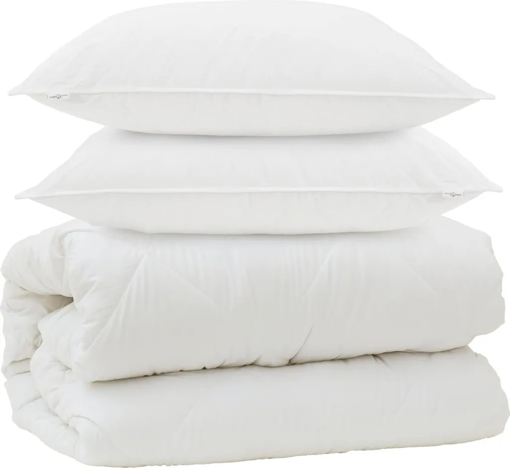 Set Cortesia vidaXL: Coperta e 2 Cuscini Microfibra Bianca per Ospiti