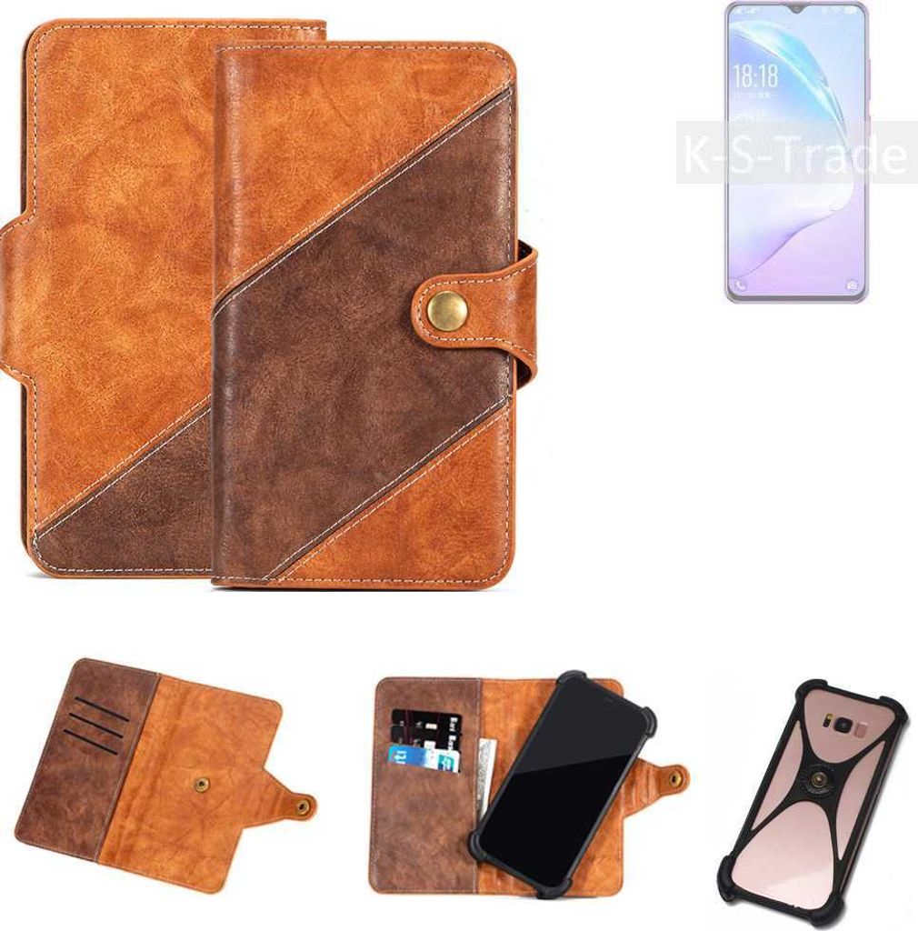 K-S-Trade Handyhülle Schutzhülle Bookstyle Case Wallet-Case kompatibel mit Coolpad Cool 12A Cover Klapphülle Kantenschutz Smartphone dunkelbraun