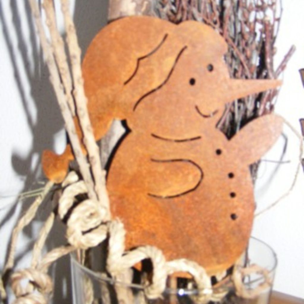 Rostikal Gartenstecker Rost Schneemann Figur 55 cm Winterdeko Weihnachten Deko Garten