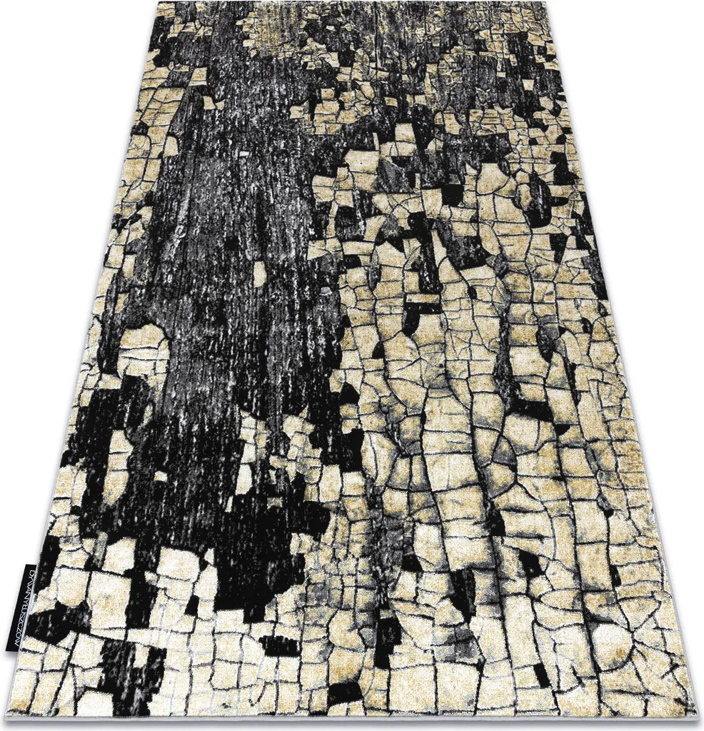 Tapis haut de gamme structurelle motif brique or et gris jaune 140x190