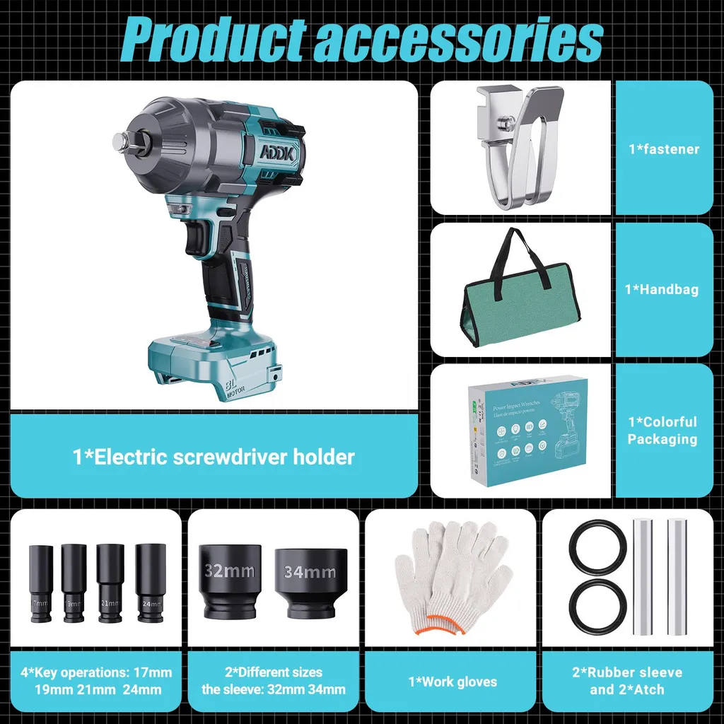 Clé à chocs 21V brushless pour débloquer boulons difficiles et pneus - 2
