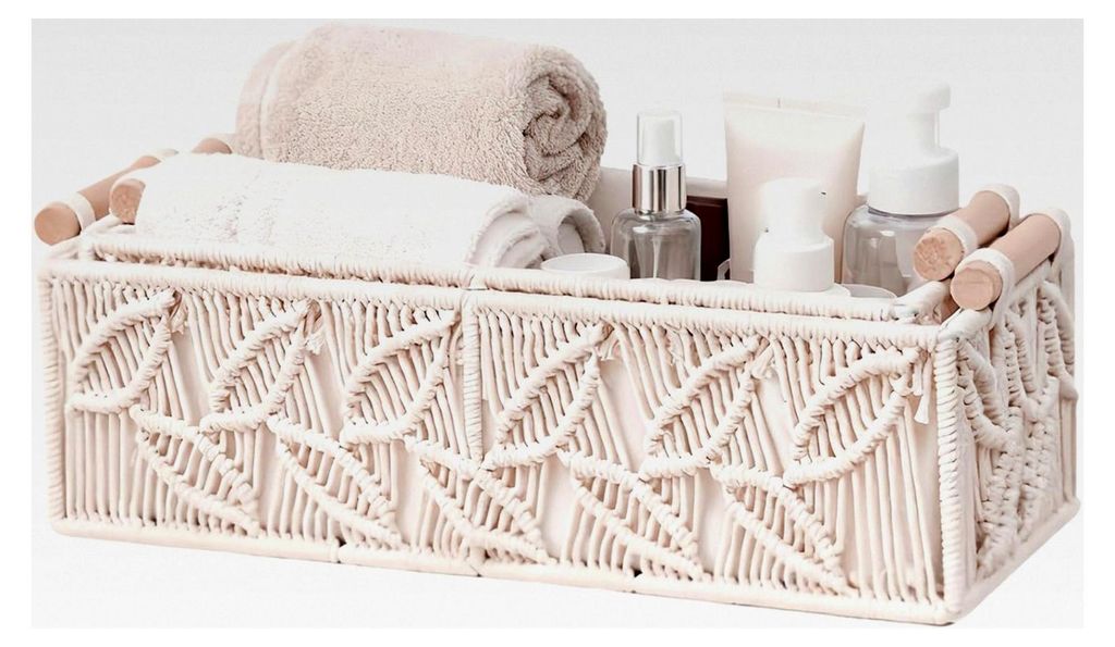 Handgeflochtene Körbe - Handgemachter Organizer - Boho Deko Körbe zur Organisation für Badezimmer, Schlafzimmer, Kinderzimmer, Zuhause, Wohnzimm...