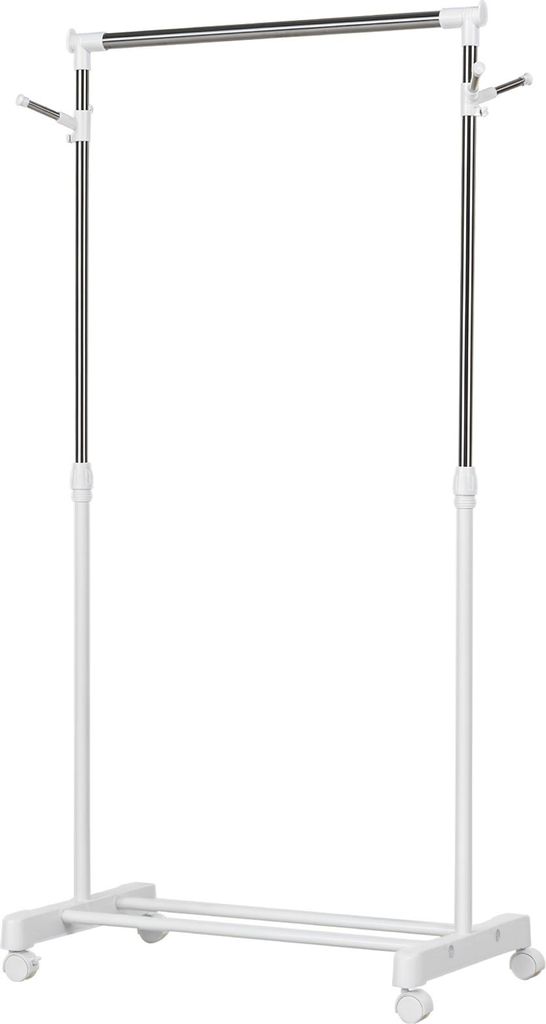 HOMCOM-Kleiderständer-Edelstahl, Metall-68,5L x 42B x 87-145H cm-Weiß