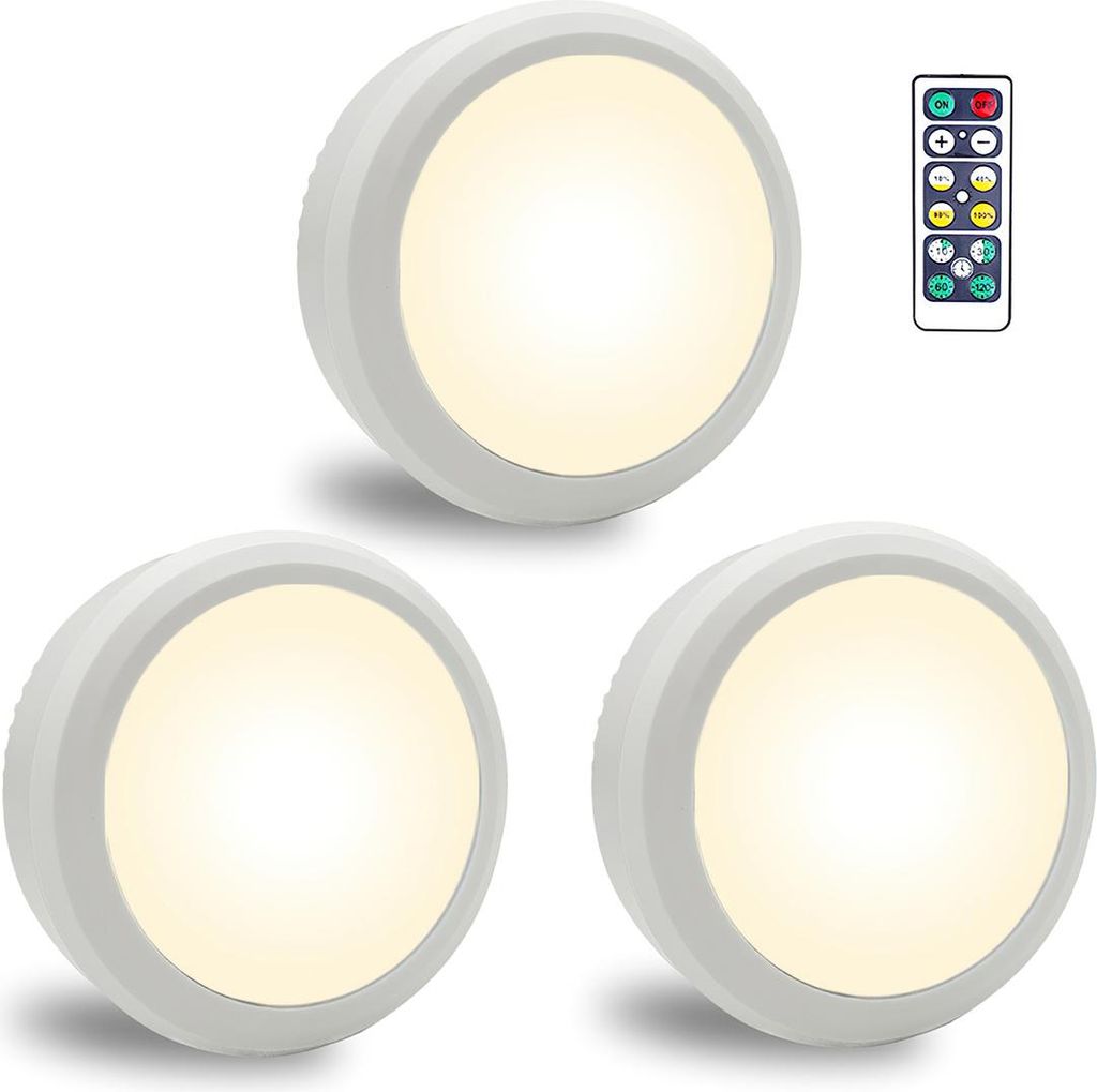 3er Set LED Spots kabellos, batteriebetrieben, warmweiß Produktbild 