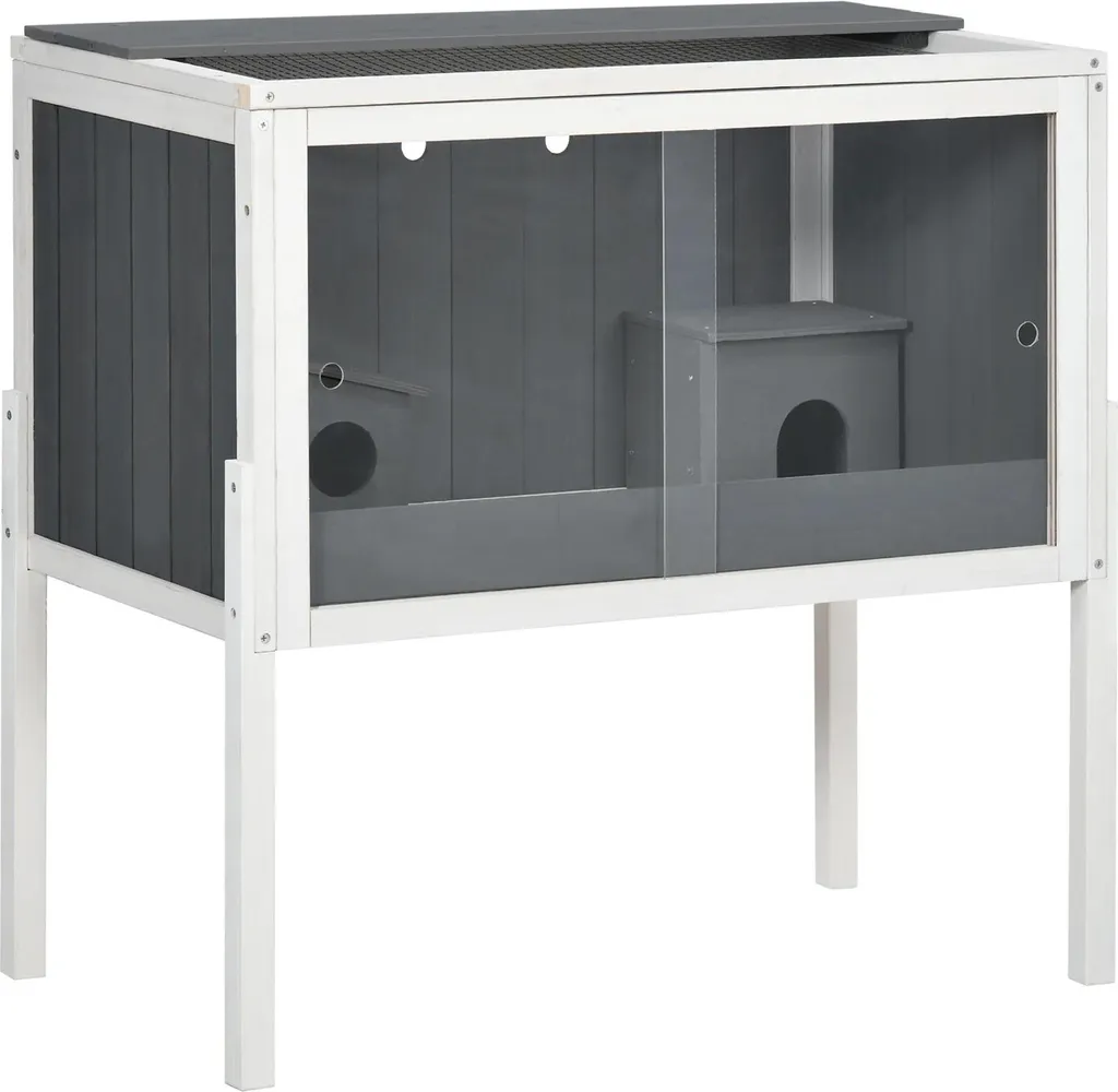 Cage bois pour hamster sans barreaux avec portes acryliques transparentes