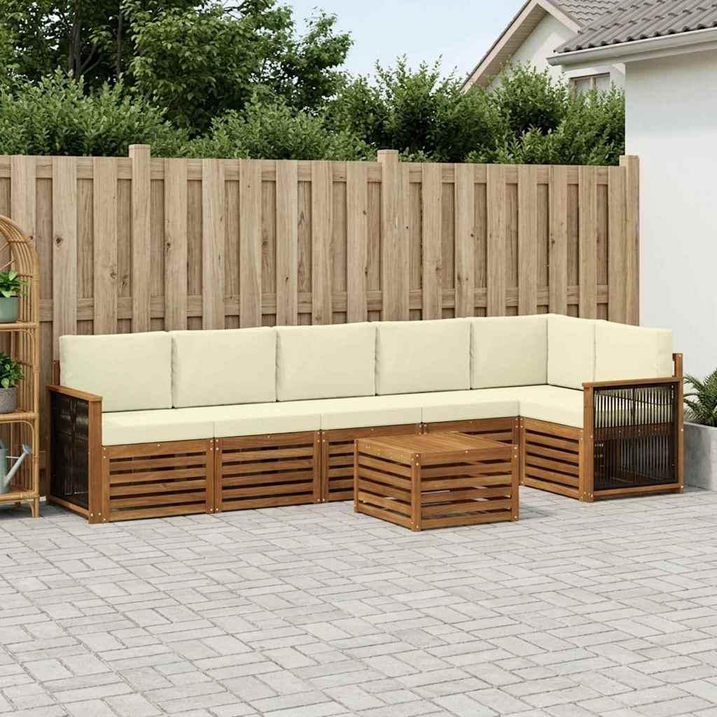 Möbel Ecksofa Set mit Kissen 6 pcs Natur und CremeGartensofas - Gartensofas c1808