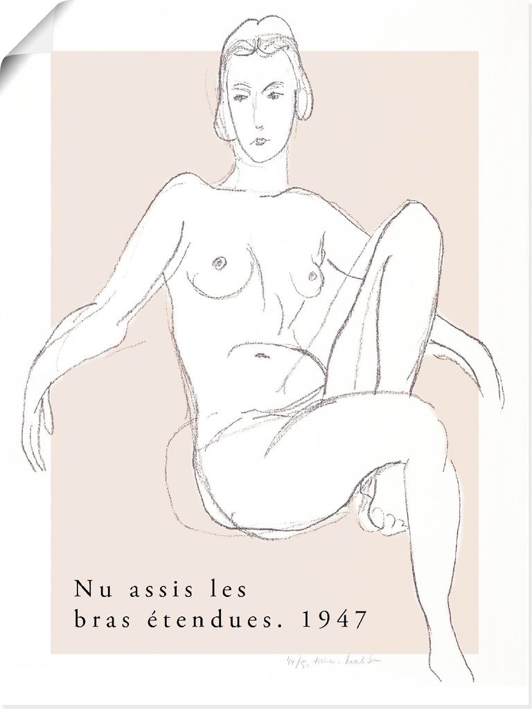 ARTland Poster Nu assis les bras étendues 1947 Größe: 30x40 cm