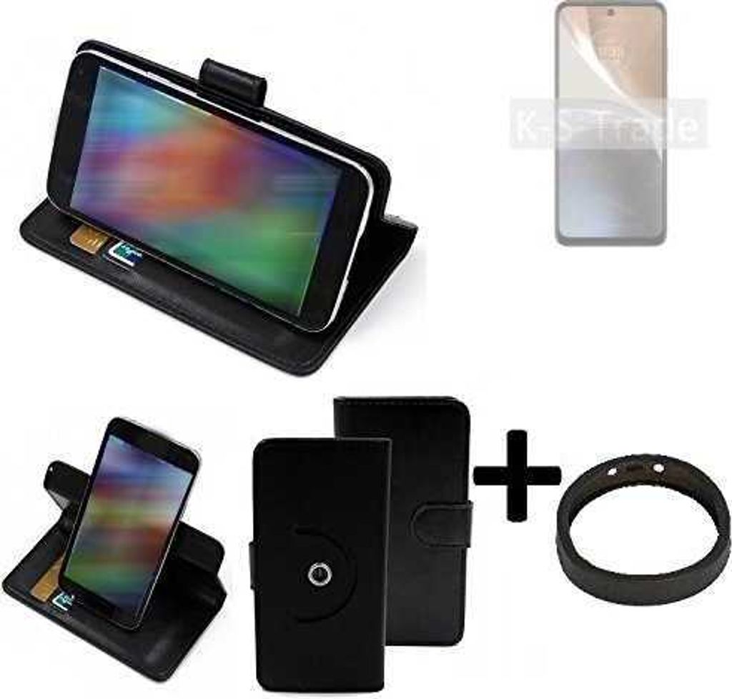 K-S-Trade Case Schutz Hülle kompatibel mit Motorola Moto G32 + Bumper Handy Hülle Flipcase Smartphone Cover Handy Schutz Tasche Walletcase schwarz