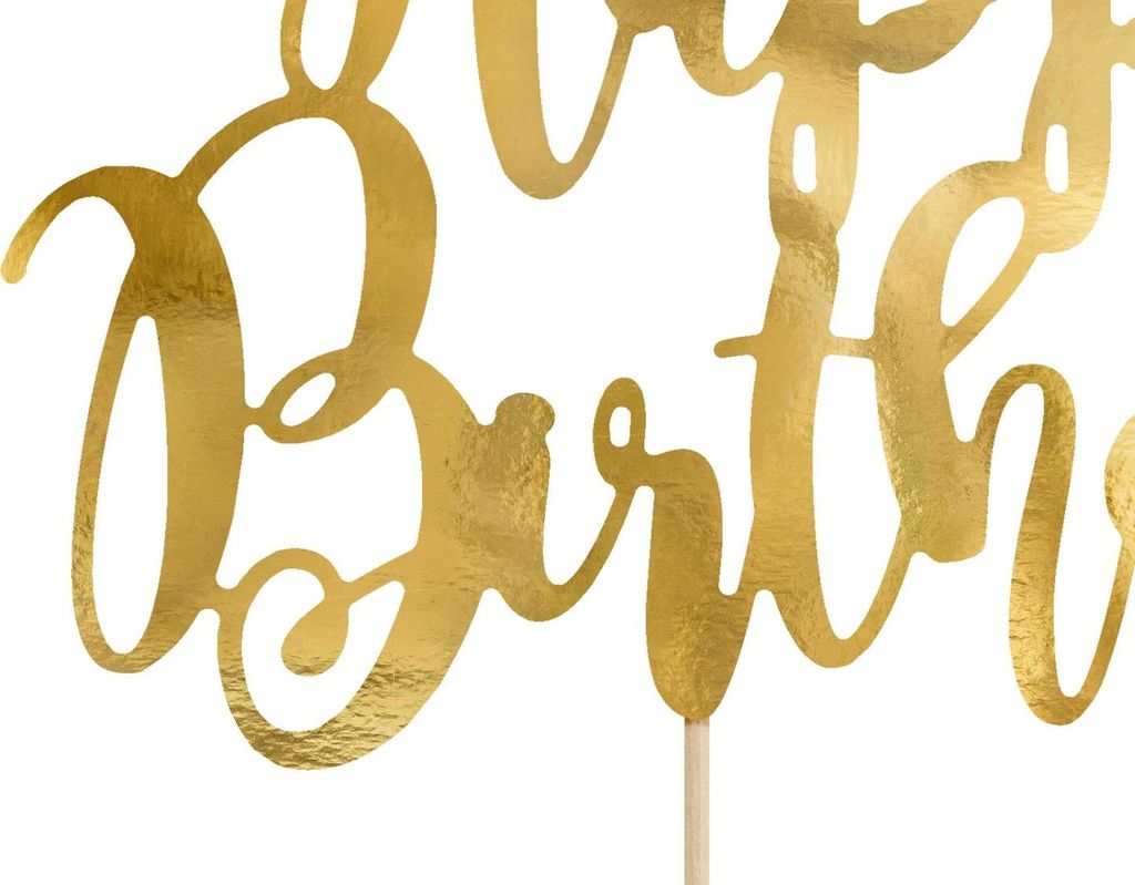 Cake topper Buon compleanno 22,5 cm, oro Immagine del prodotto 