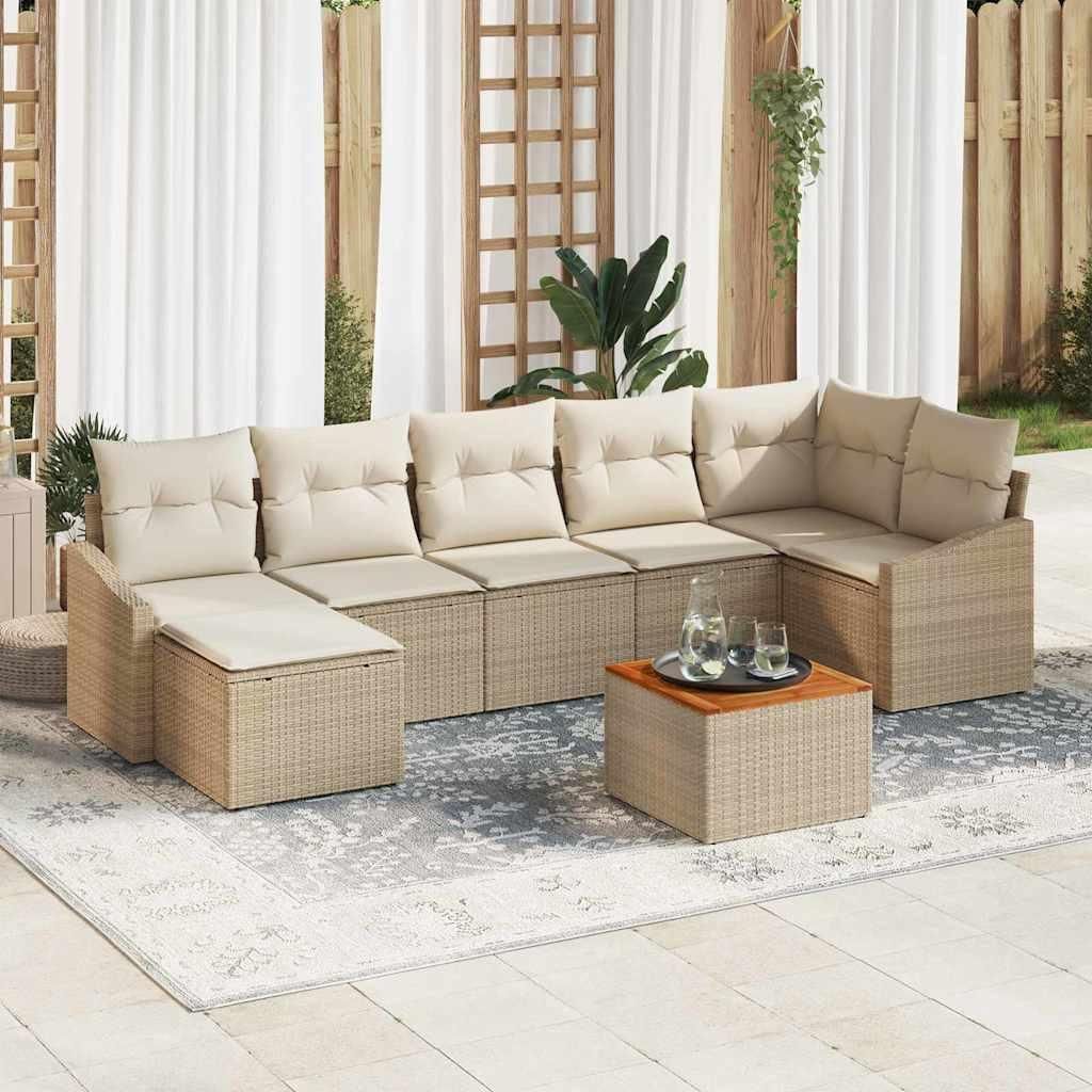 "2026 Promotion" Garten-Sofa-Set - Balkonmöbel - 8 pcs - Beige und Weiß - Gartenmöbelset CC19424