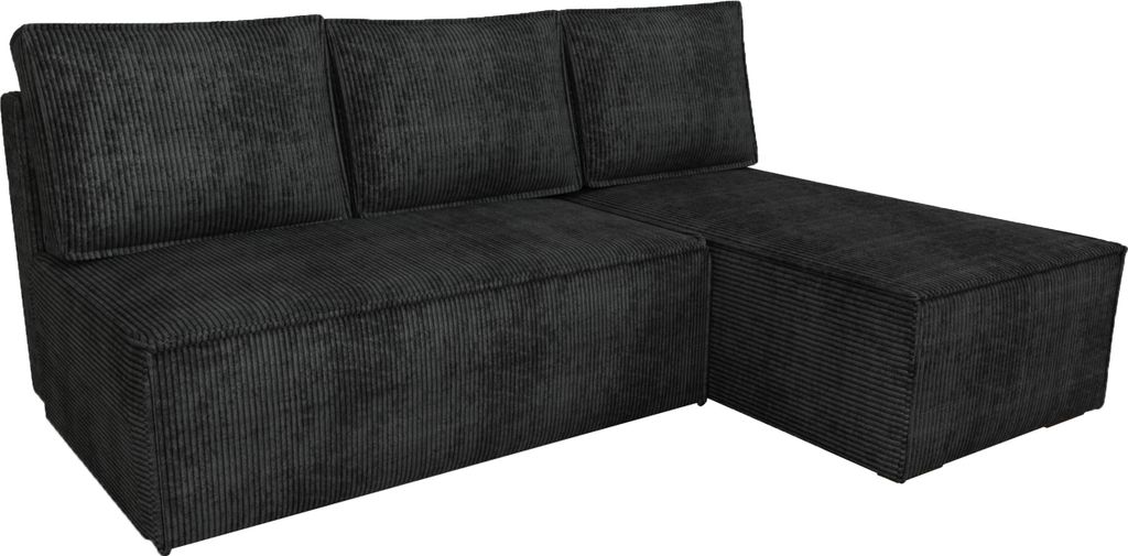 BroMARKT Ecksofa mit Schlaffunktion Hector Schwarz Cord Rechts