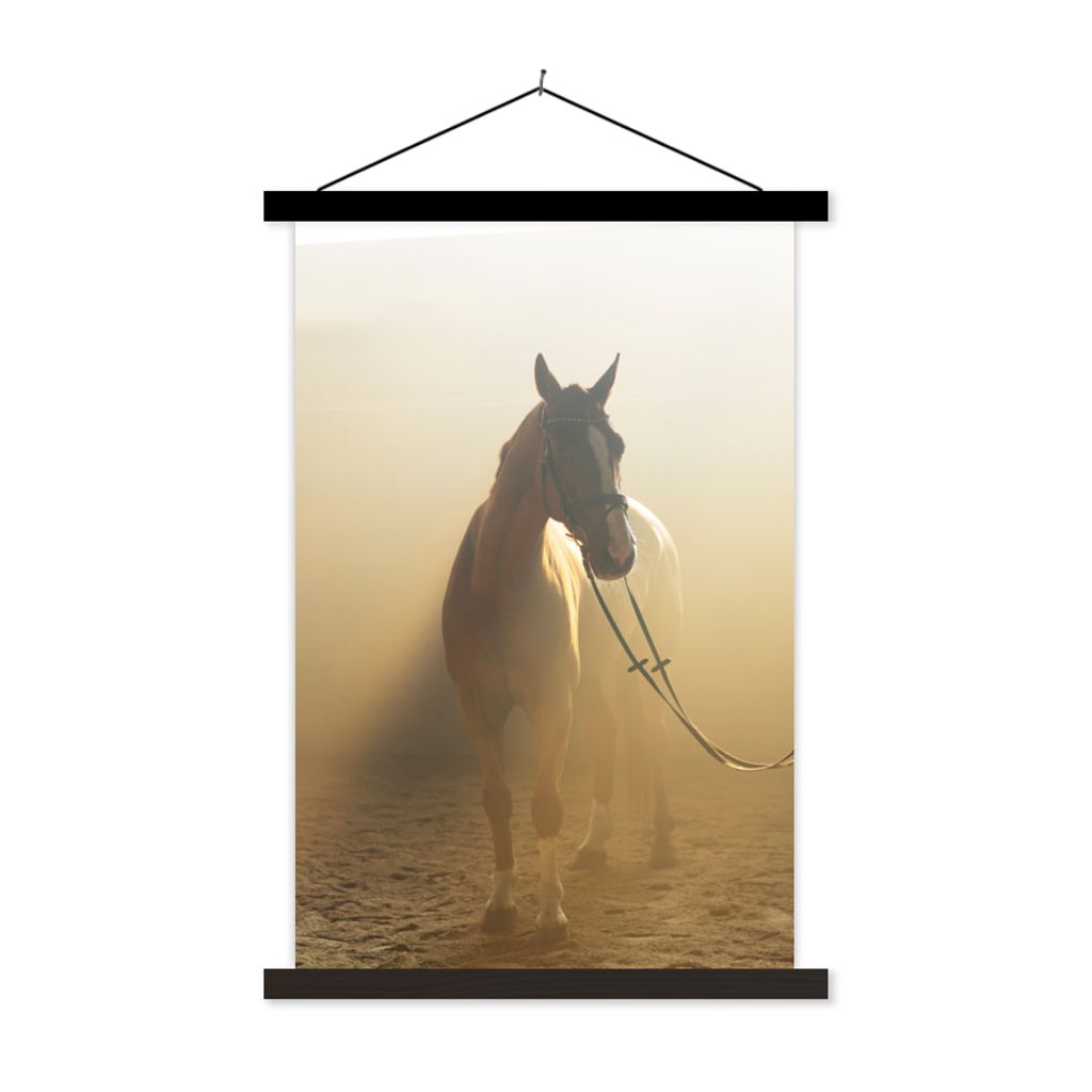 MuchoWow Textilposter Pferd - Licht - Sand 40x60 cm mit schwarzem Rahmen - Wanddekorationen