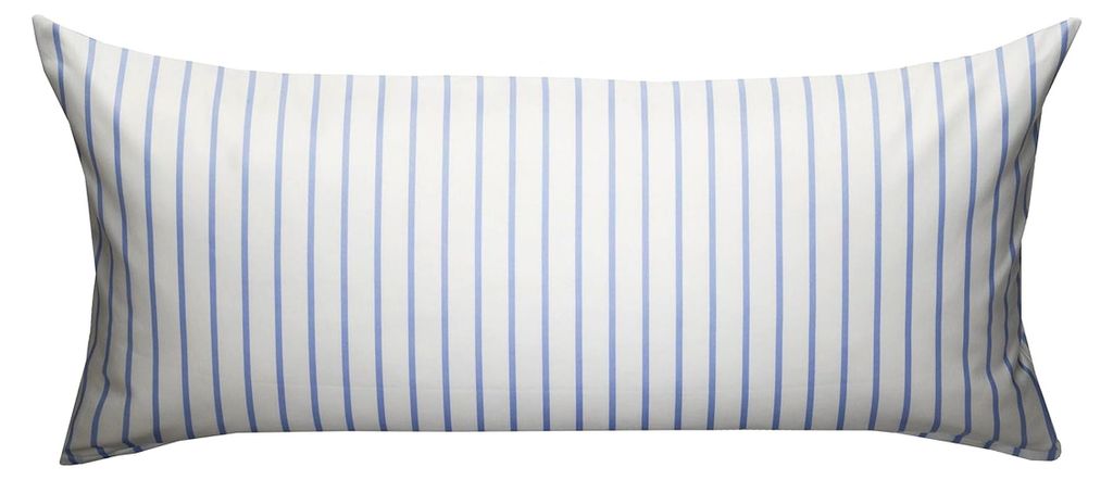 Kissenbezug aus Mako Satin blau-weiß gestreift 40x80 cm, 100% Baumwolle mit Reißverschluss