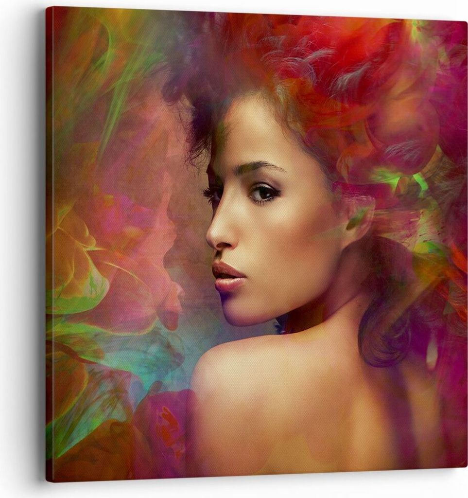 Bild auf Leinwand - Leinwandbild - frau gesicht - 40x40cm - Wand Bild - Wanddeko - Wandbilder - Leinwanddruck - Bilder - Kunstdruck - Wanddekoratio...