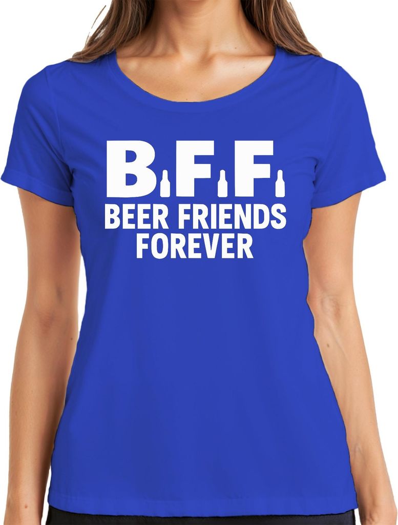 BFF Beer Friends Forever Bierfreunde Party Pub JGA Lustig Bier Damen T-Shirt, Blau, XXL