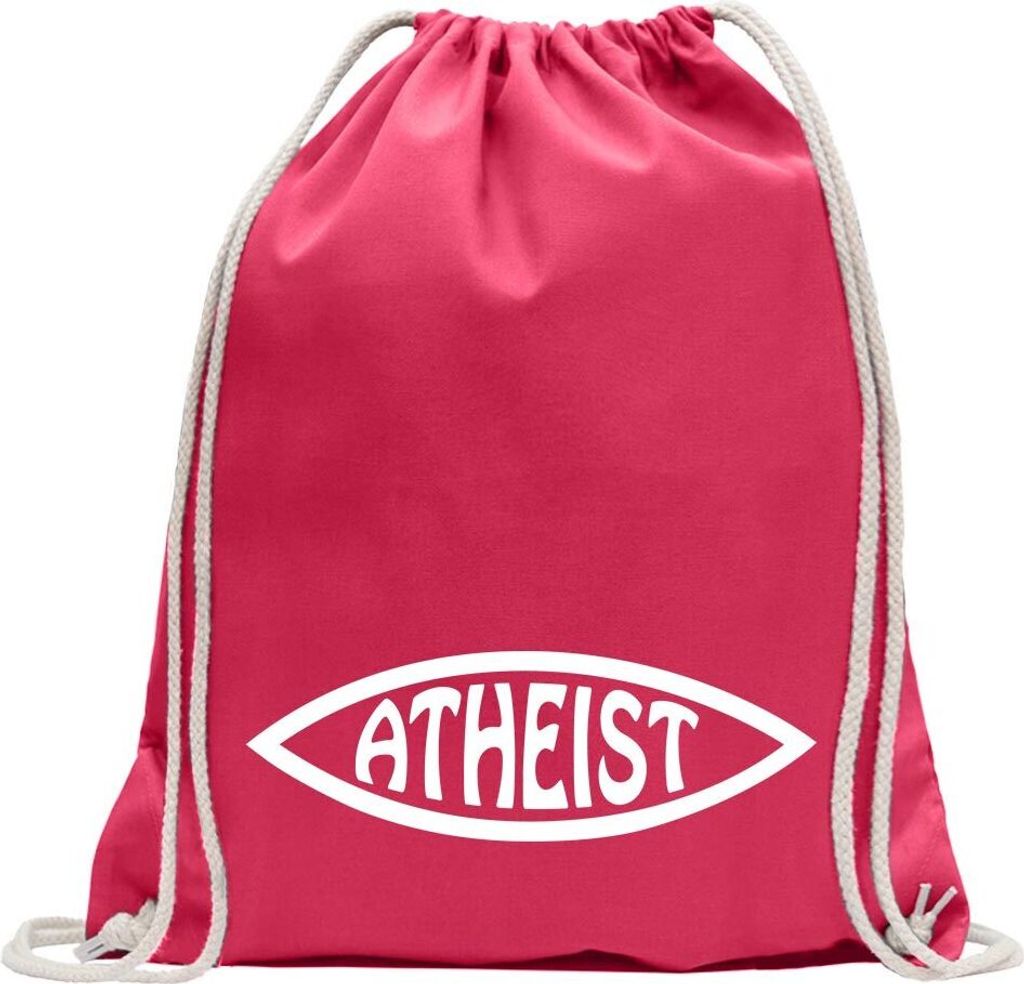 Kiwistar - Turnbeutel - pink - Atheist Fisch - Fun Rucksack Sport Beutel Gymsack Baumwolle mit Ziehgurt