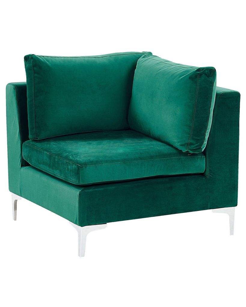 BELIANI Modul Ecksessel Grün Polsterbezug aus Samtstoff quadratisch mit Rückenkissen Modernes Glamour Design Arbeits- und Wohnzimmer Salon Möbel