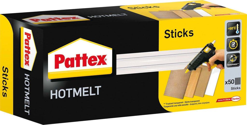 Pattex 9H PTK1, hete lijmstiften, rond, 1 kg, transparant Productafbeelding 
