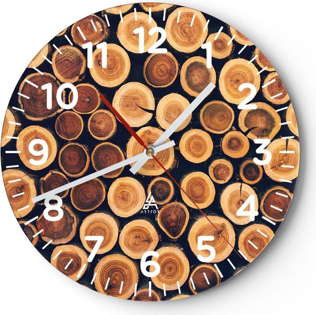 Wanduhr - Rund - Glasuhr - Knoten Baum Stamm - 30x30cm - Produktbild 