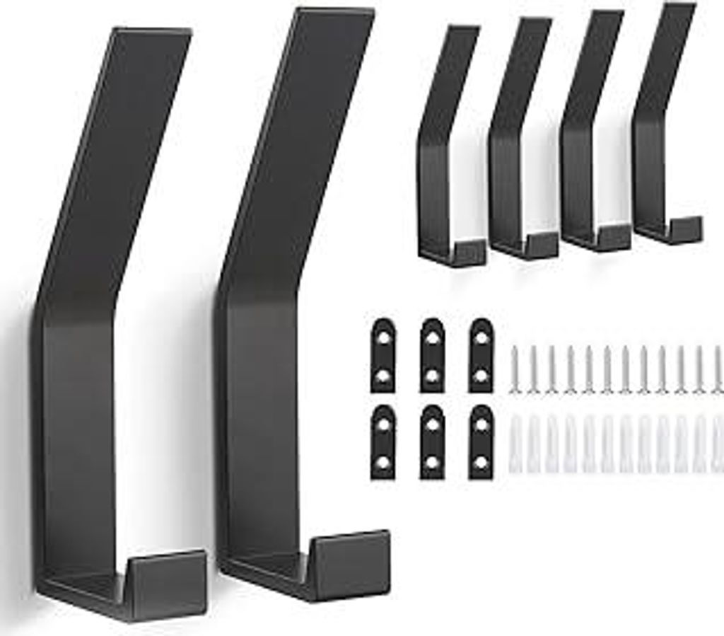 6 Stück Garderobenhaken, Kleiderhaken, Garderobenhaken Schwarz, Kleiderhaken Garderobe, Haken zum Schrauben, Handtuchhaken zum Bohren, für Badezi...