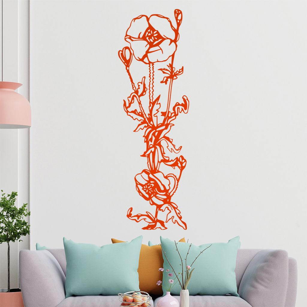 Blumen- Ranken Wandtattoo in 6 Größen - Wandaufkleber Wall Sticker - Dekoration, Küche, Wohnzimmer, Schlafzimmer, Badezimmer