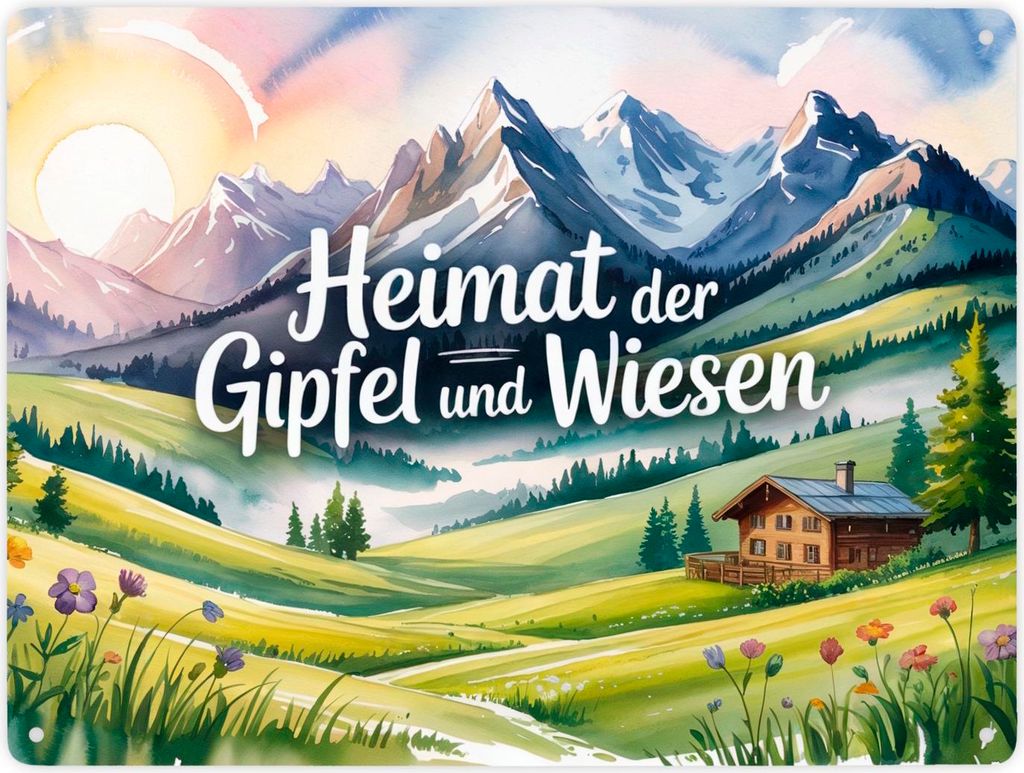 Allgäu Berge Metallschild XXL in 28x38 cm Heimat der Gipfel