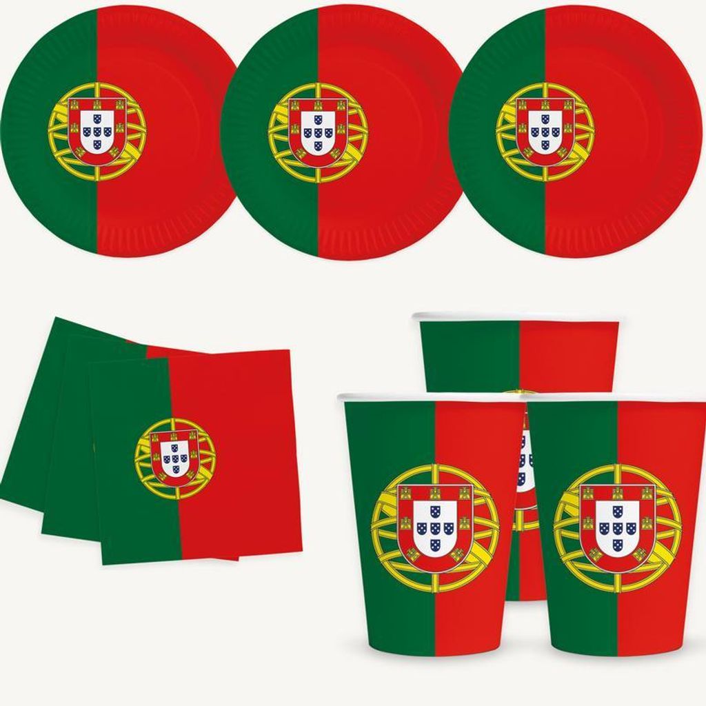 Portugal Partyset, 16 Pappteller 23 cm, 16 Pappbecher 210 Produktbild 
