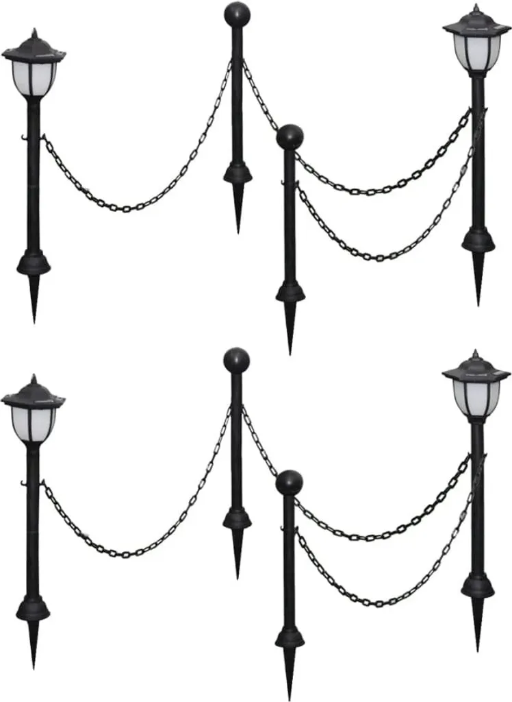 Balisage d'allée avec lampes solaires 4 pcs. et chaîne pour extérieur